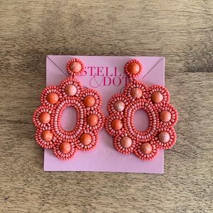 Stella and Dot Coral beaded statement earrings